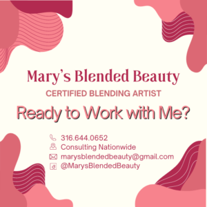 Ready to work with Me? Portfolio square offering invitation, contact info MarysBlendedBeauty.online